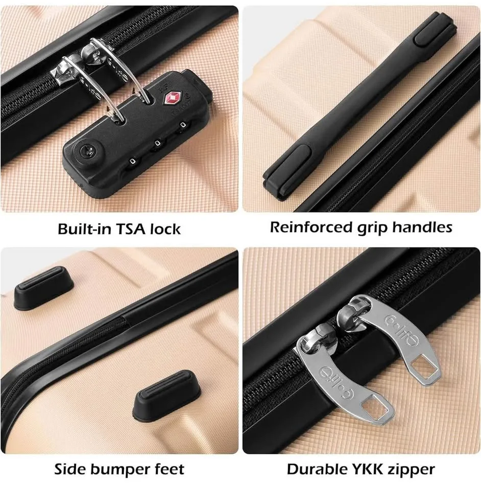 New Coolife 3-Piece Luggage Set - Sakura Pink image indicator(4)