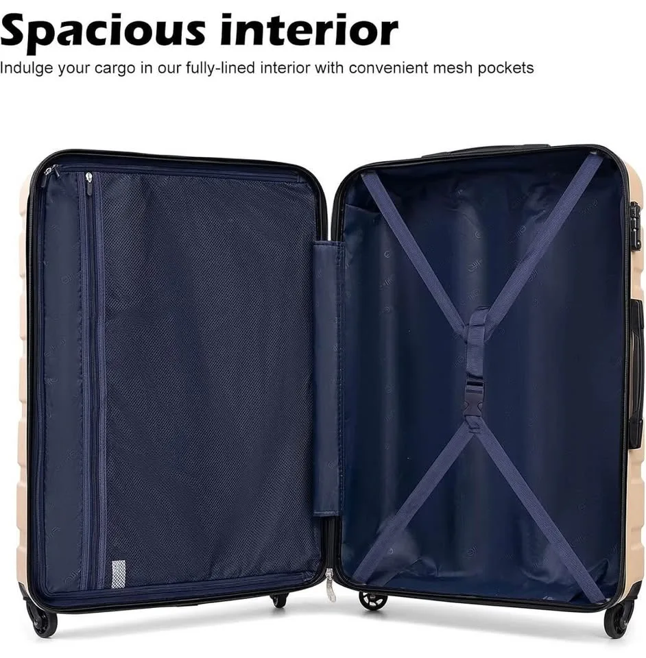 New Coolife 3-Piece Luggage Set - Sakura Pink image indicator(5)