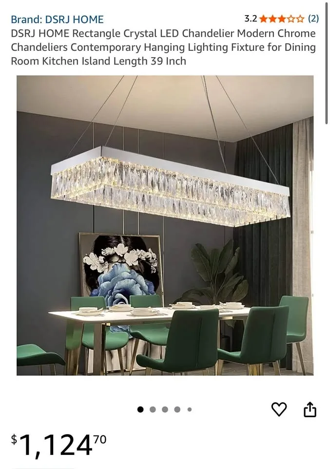 DSRJ HOME Crystal LED Chandelier 39 inch thumbnail