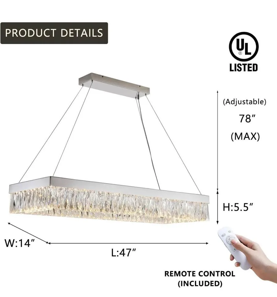 DSRJ HOME Crystal LED Chandelier 39 inch image indicator(4)