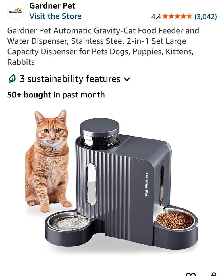 Gardner Pet 2-in-1 Auto Food & Water Dispenser - Stainless Steel