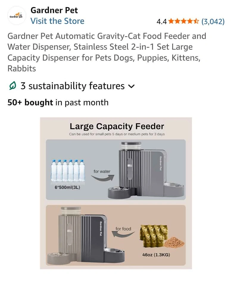 Gardner Pet 2-in-1 Auto Food & Water Dispenser - Stainless Steel - photo 3