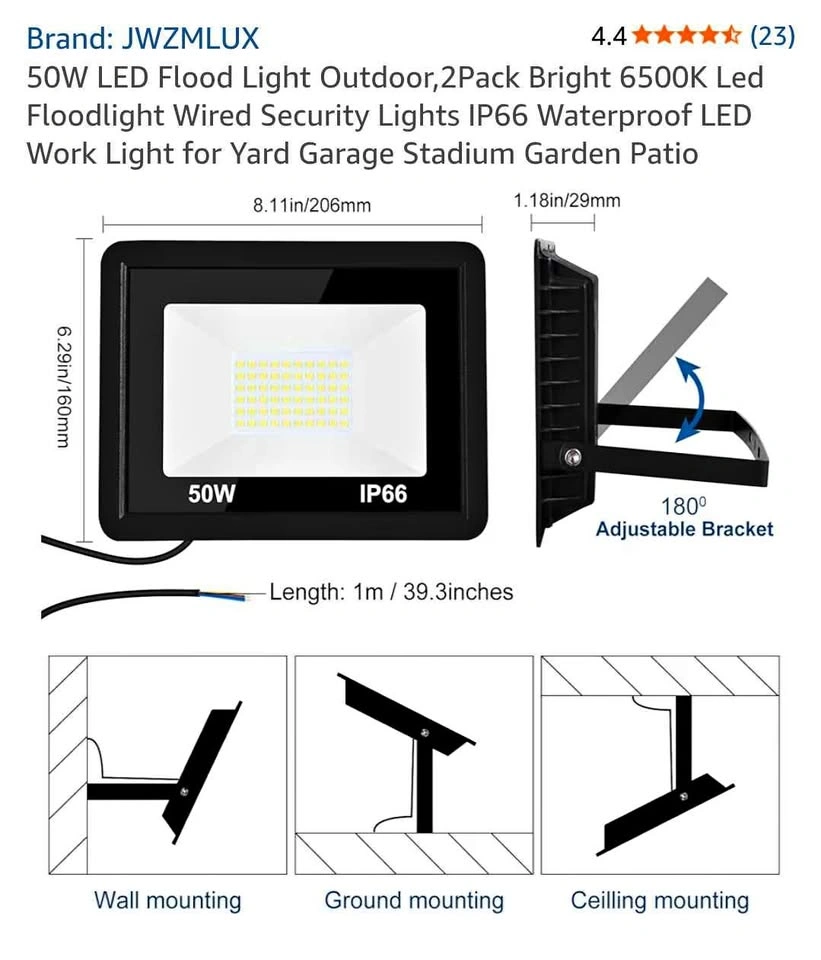 50W LED Outdoor Flood Light - IP66 Waterproof