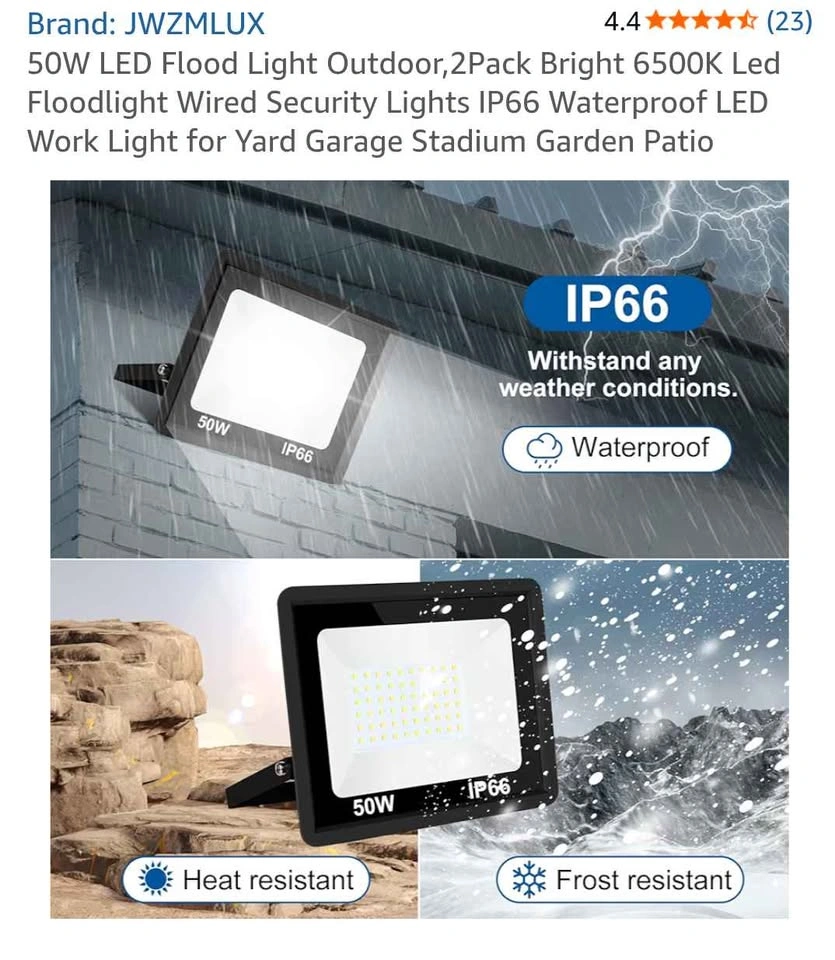 50W LED Outdoor Flood Light - IP66 Waterproof - photo 3