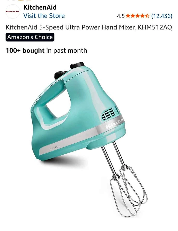 KitchenAid 5-Speed Ultra Power Hand Mixer - Aqua Sky (In Box)