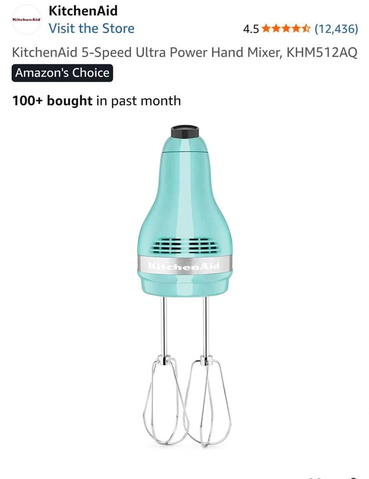 KitchenAid 5-Speed Ultra Power Hand Mixer - Aqua Sky (In Box) - photo 2