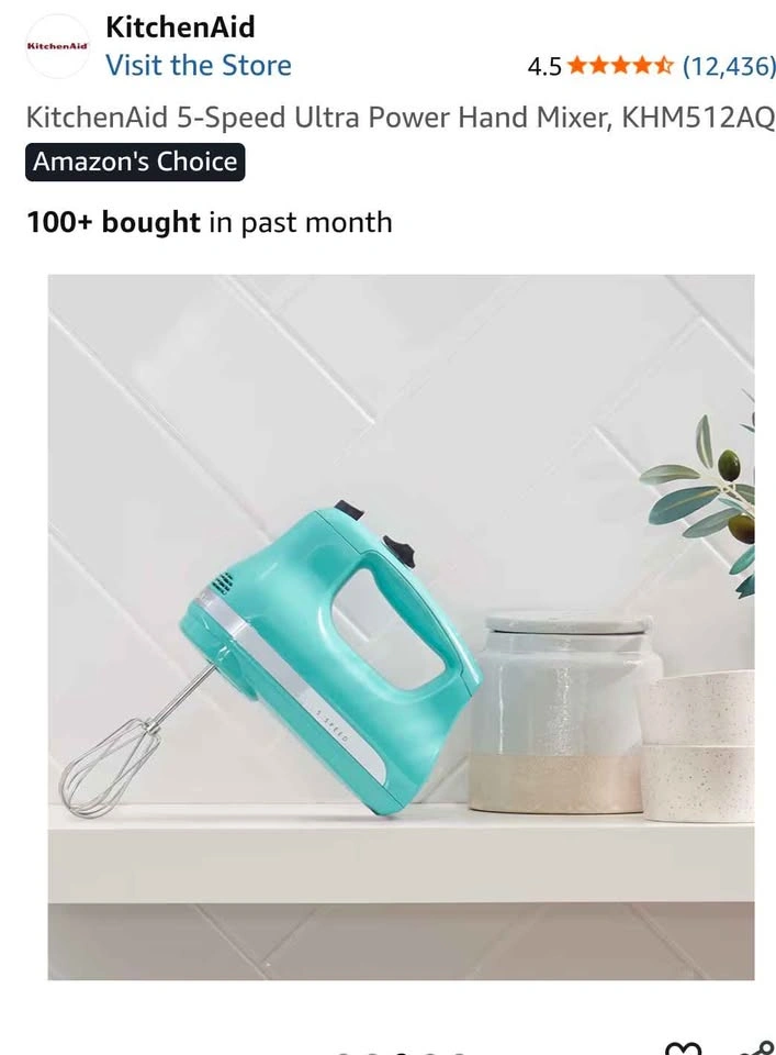KitchenAid 5-Speed Ultra Power Hand Mixer - Aqua Sky (In Box) - photo 3