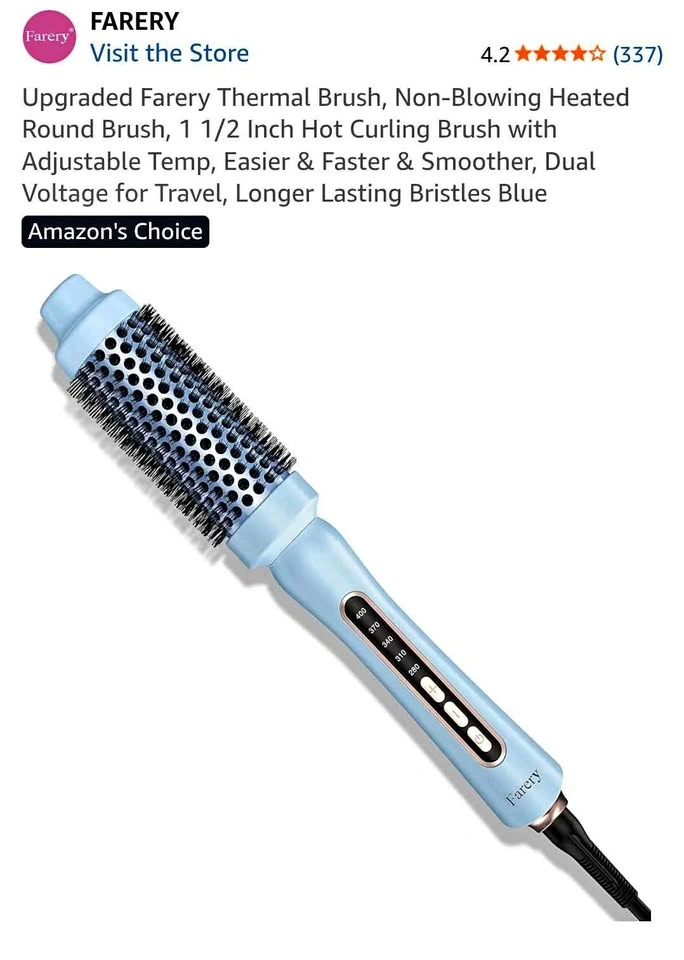 Farery 60mm Thermal Brush - Heated Round Brush for Volume & Curl