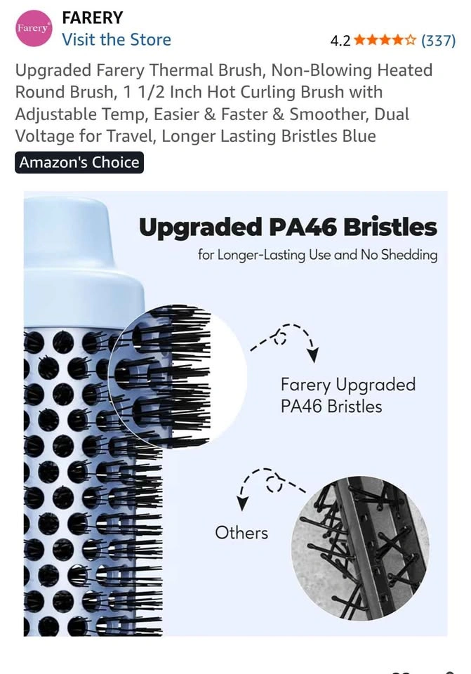 Farery 60mm Thermal Brush - Heated Round Brush for Volume & Curl - photo 3