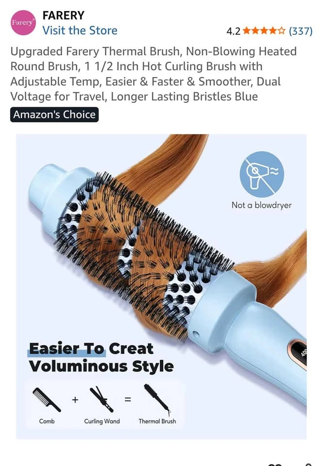 Farery 60mm Thermal Brush - Heated Round Brush for Volume & Curl - photo 5