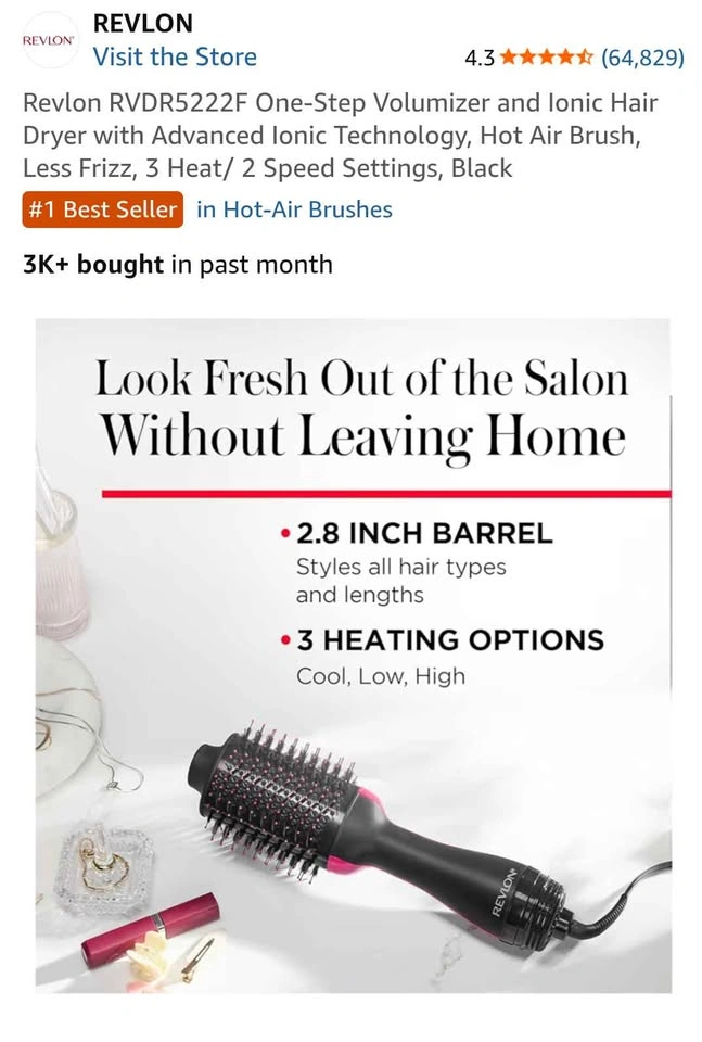 NEW Revlon One-Step Volumizer Hair Dryer & Hot Air Brush (In Box - photo 2
