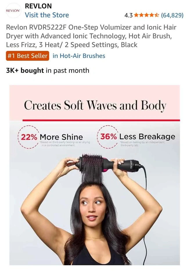 NEW Revlon One-Step Volumizer Hair Dryer & Hot Air Brush (In Box - photo 4