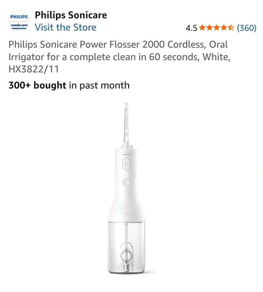 Philips Sonicare Cordless Power Flosser 2000 - White (New Open B - photo 2