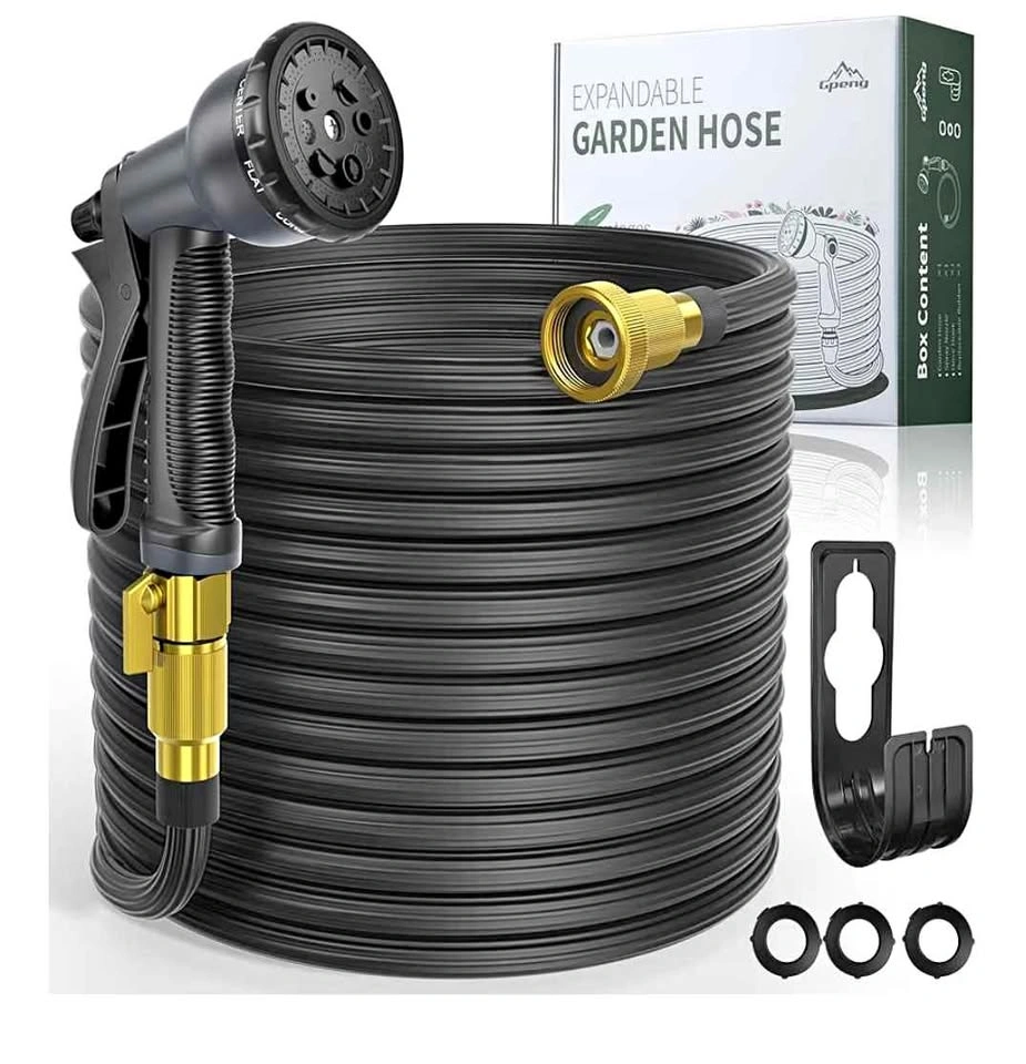 Expandable Garden Hose Kit - Nozzle & Hanger Included