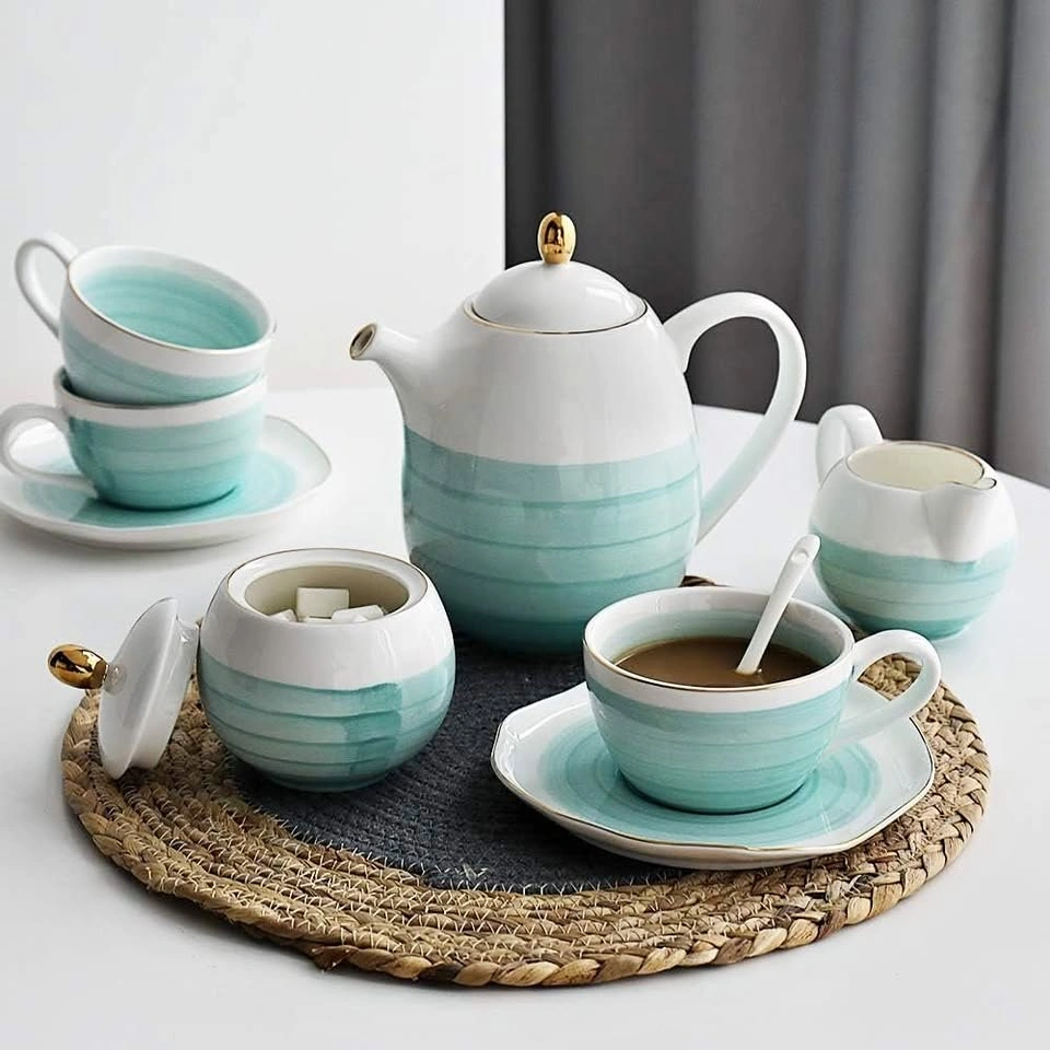 16 PIECE COFFEE/TEA POT SERVING SET BLUE NEVER USED