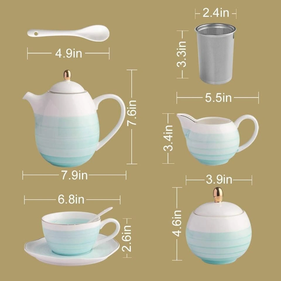 16 PIECE COFFEE/TEA POT SERVING SET BLUE NEVER USED - photo 2