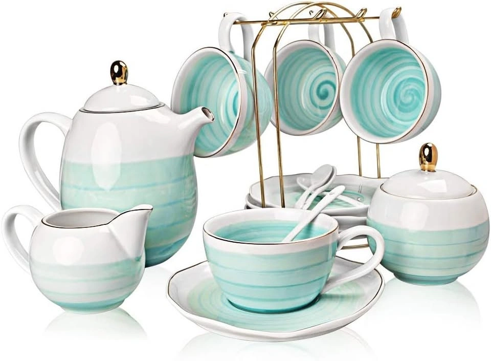 16 PIECE COFFEE/TEA POT SERVING SET BLUE NEVER USED - photo 3