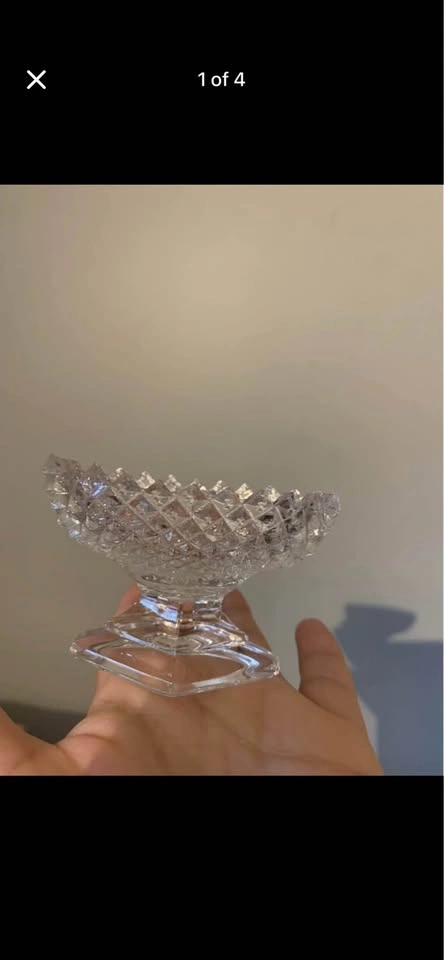 Set of 4 English Hobnail Clear (Round Base) - photo 4