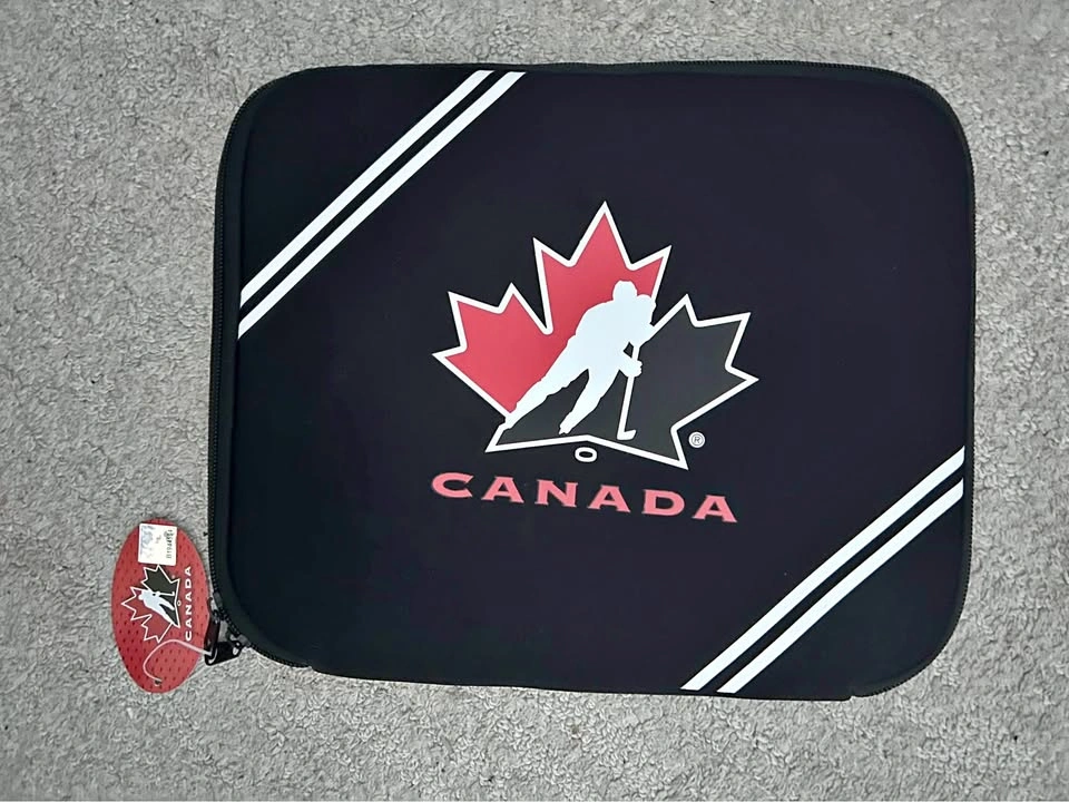 Black zippered case with Canada Hockey logo