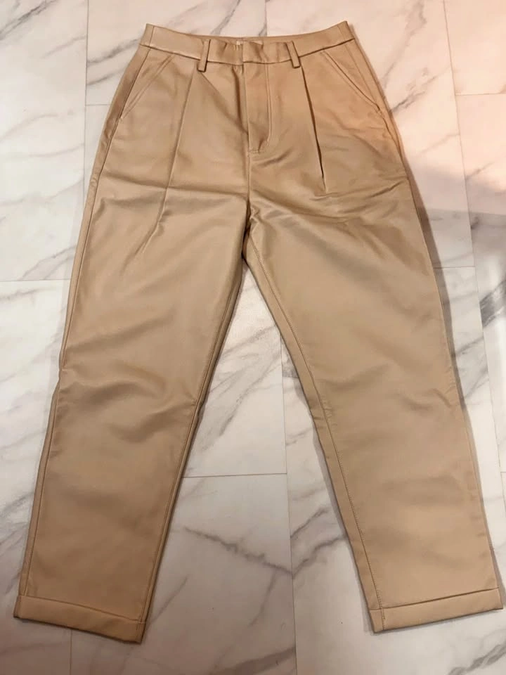 NWT Brixton ABERDEEN cream Faux LEATHER TROUSER PANT, Size 26
