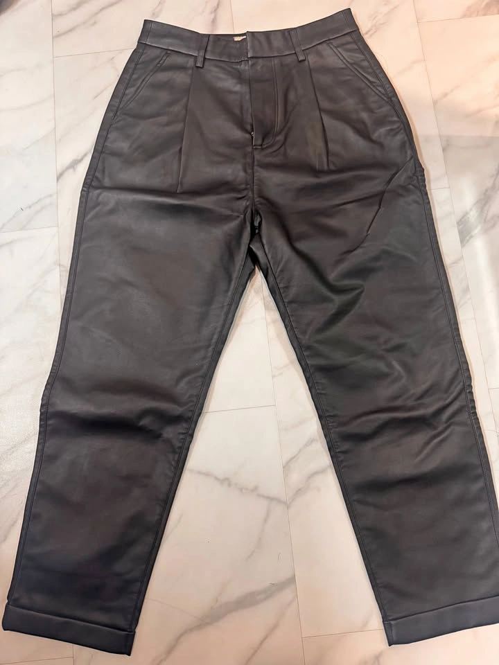 NWT Brixton ABERDEEN Black Faux Leather Trouser Pants Size 26