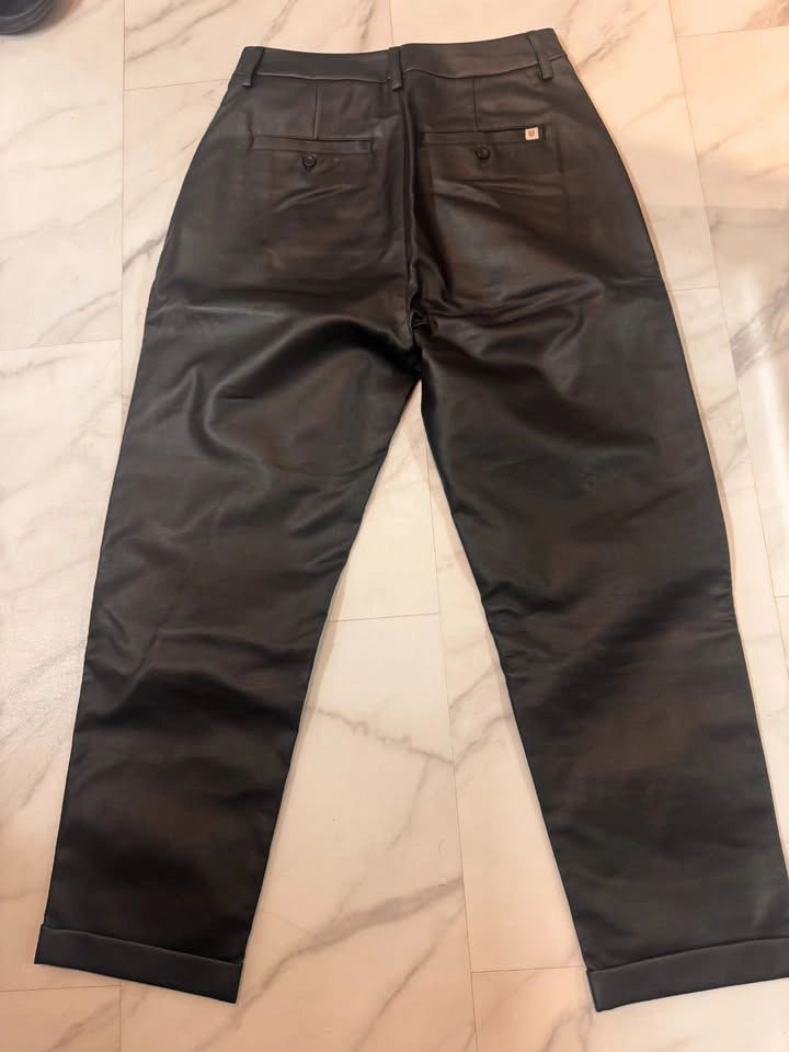 NWT Brixton ABERDEEN Black Faux Leather Trouser Pants Size 26 - photo 2
