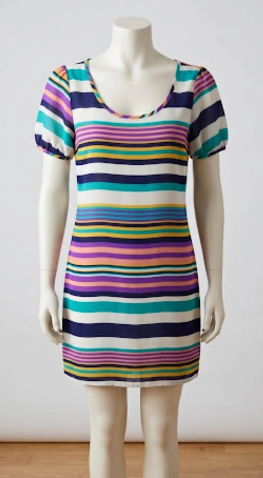 Striped Short Sleeve Dress - Small