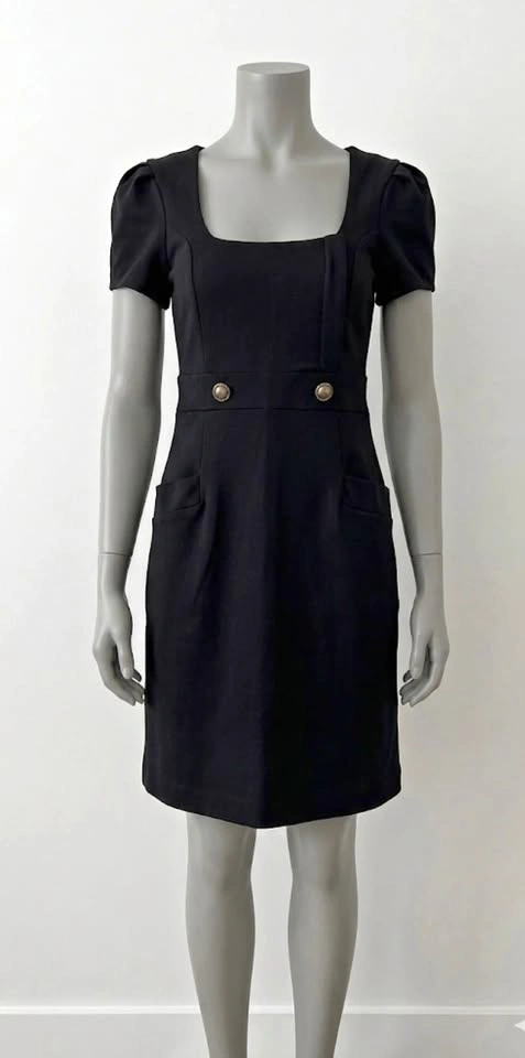 Twenty 21 Black Square Neck Puff Sleeve Dress - Medium