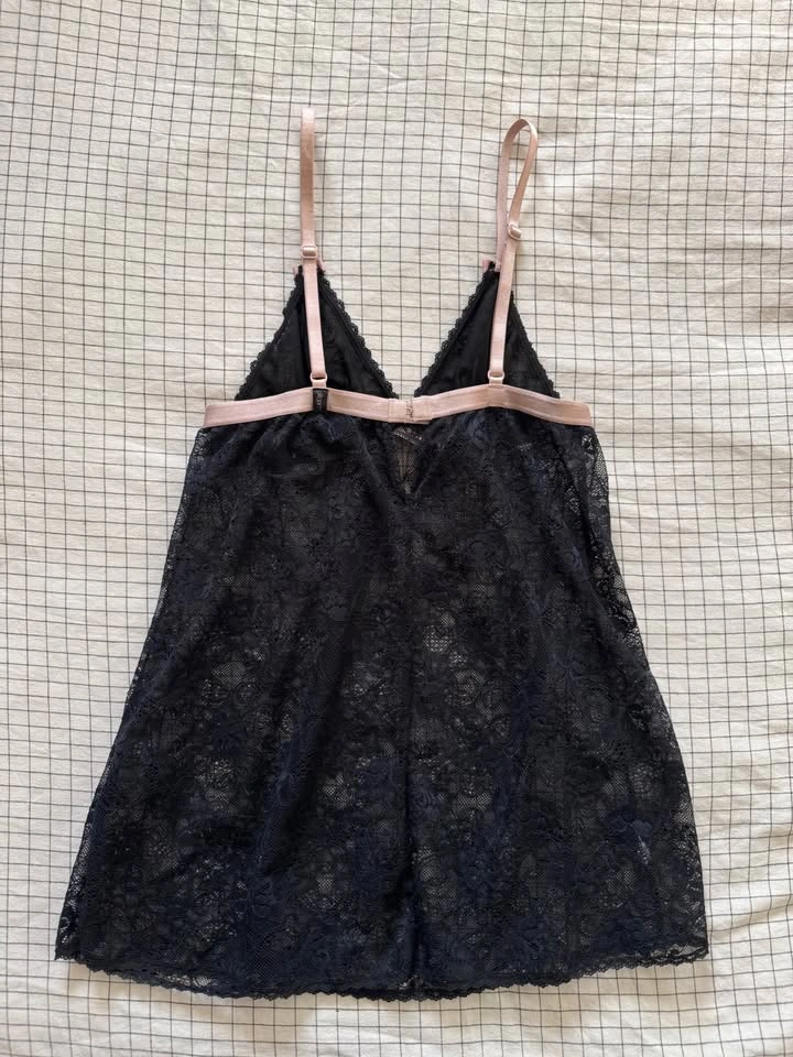 Black and baby pink lace camisole top - photo 3