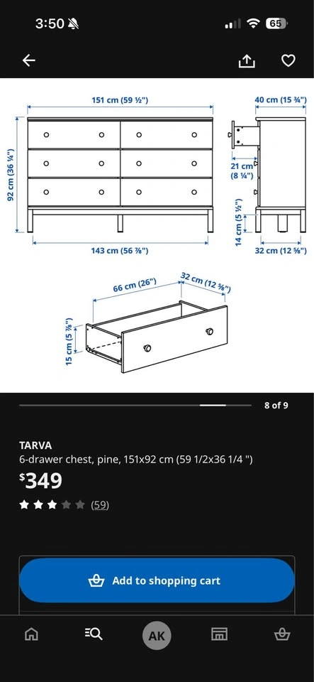 IKEA Tarva 6 Drawer Chest - Pine - photo 2