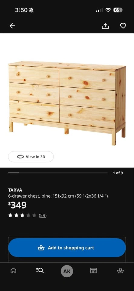 IKEA Tarva 6 Drawer Chest - Pine - photo 3