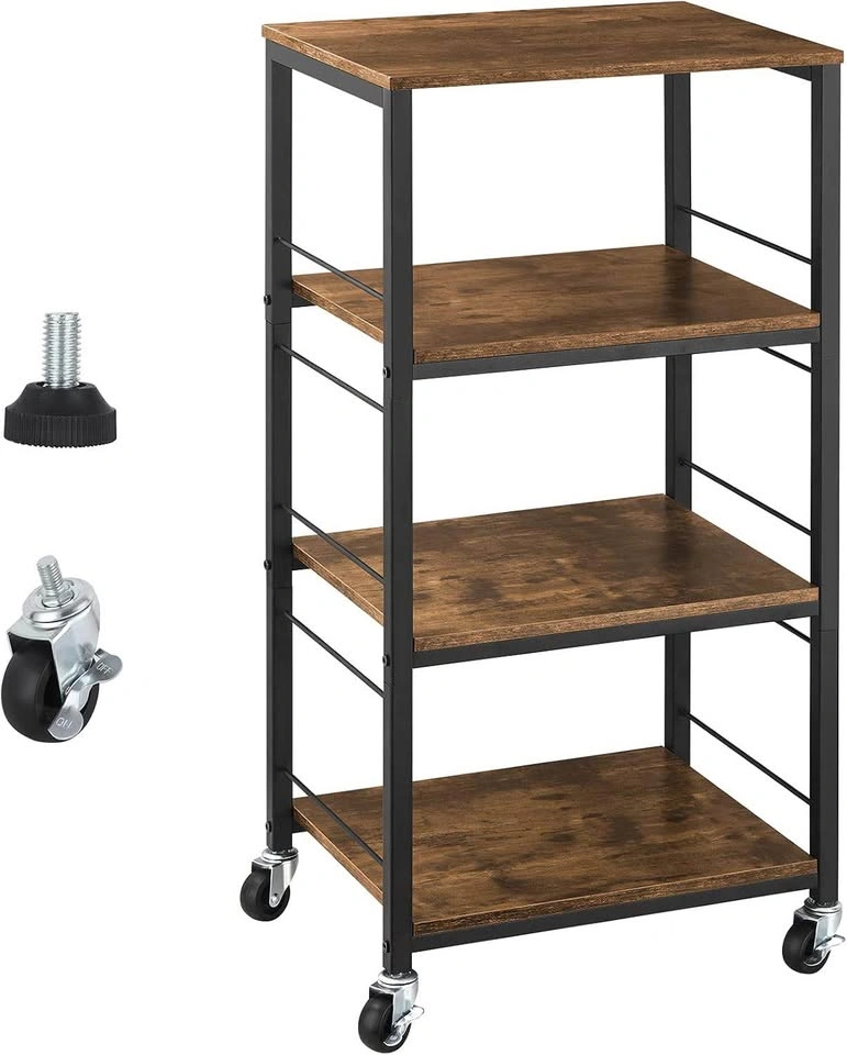 YBING 4-Tier Rolling Storage Cart - Rustic Brown - photo 4
