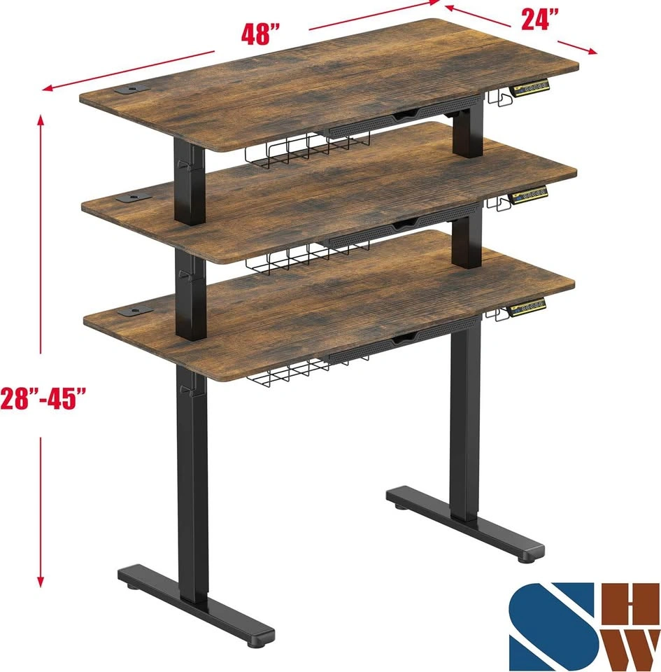 SHW Electric Standing Desk - Rustic Brown - photo 2