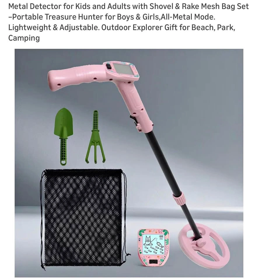 (New) Metal Detector for Kids and Adults with Shovel & Rake Mesh
