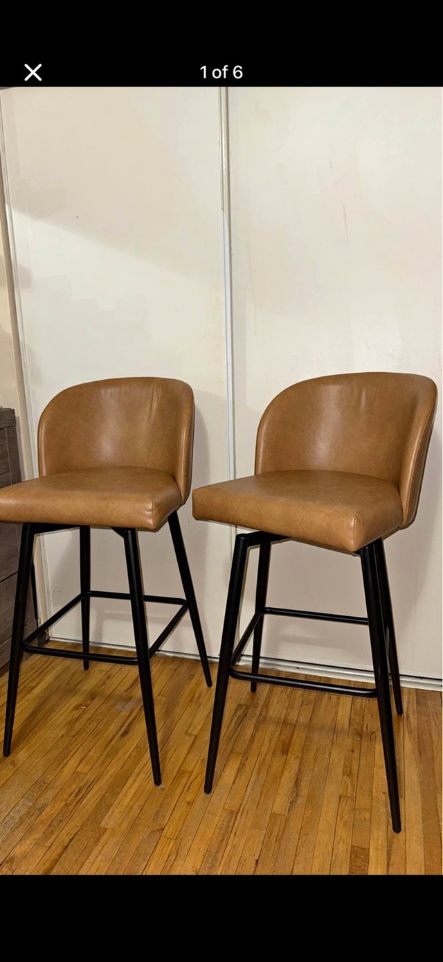 Set of 2 Swivel Bar Stools with Backs and Metal Legs, 30”