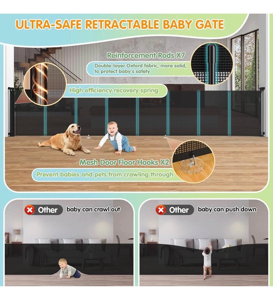 Ultra-Safe 42" Extra-Tall Retractable Baby Gate - photo 2