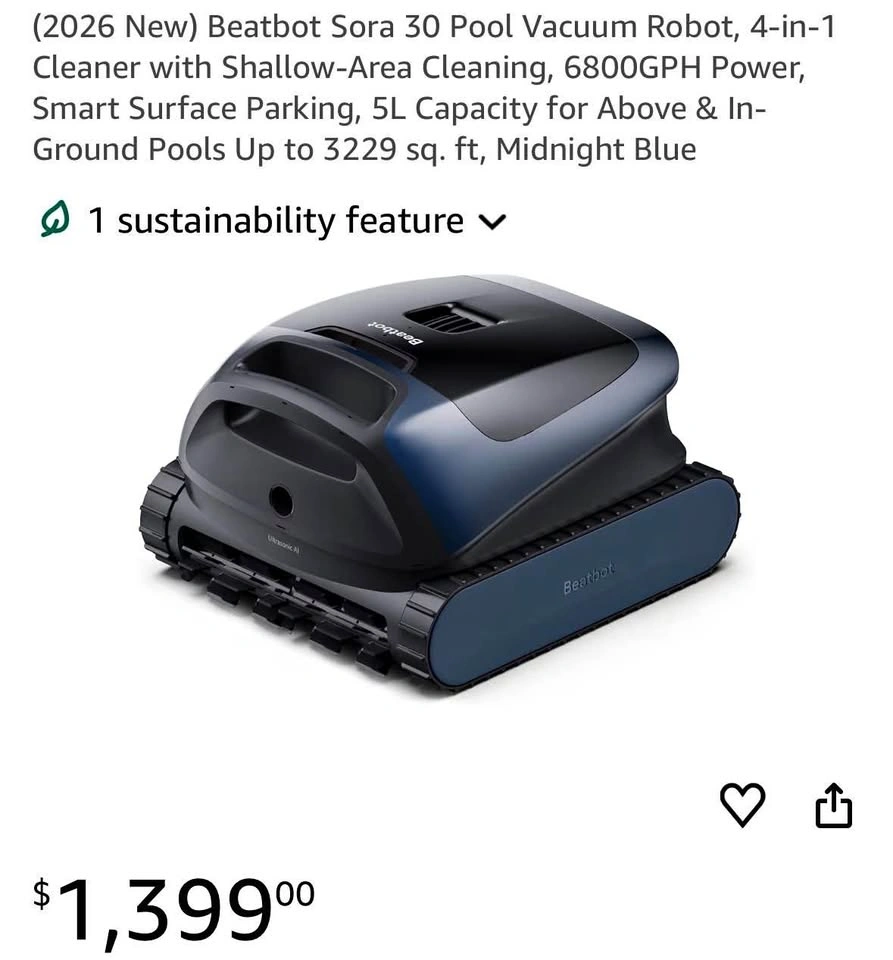 Beatbot Sora 30 Pool Vacuum Robot, 4-in-1 Cleaner