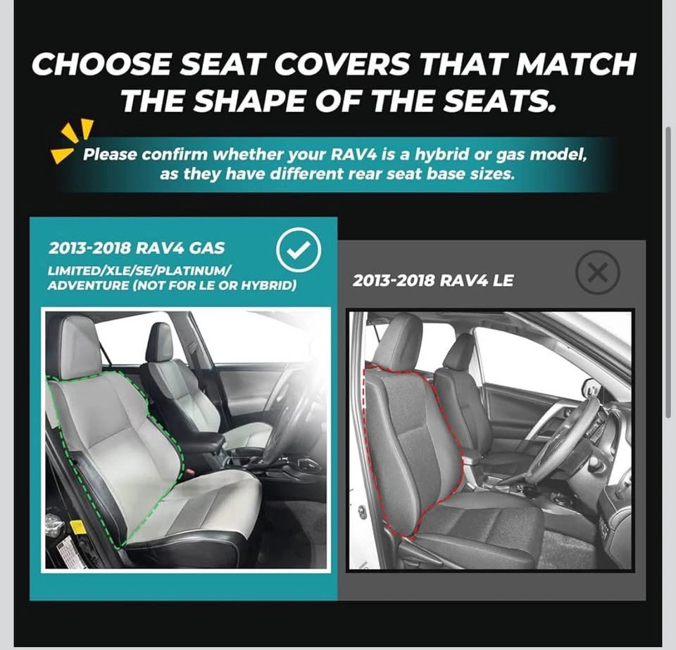 Black Leather Seat Covers for Toyota RAV4 2013-2018 - photo 2