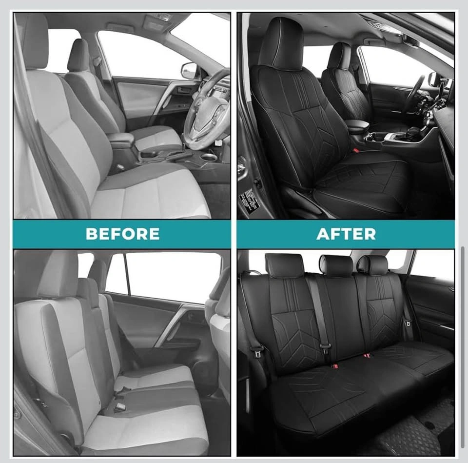 Black Leather Seat Covers for Toyota RAV4 2013-2018 - photo 3