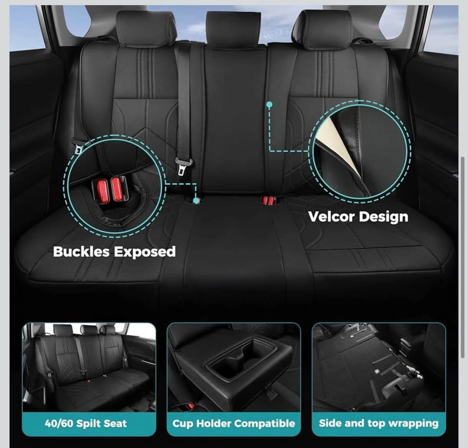 Black Leather Seat Covers for Toyota RAV4 2013-2018 - photo 5
