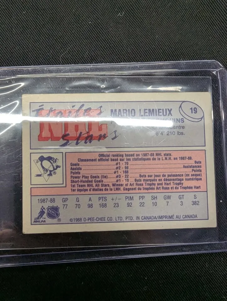 🥕1987-1988 O-pee-Chee Mario Lemieux Rookie Card Mini image indicator(2)
