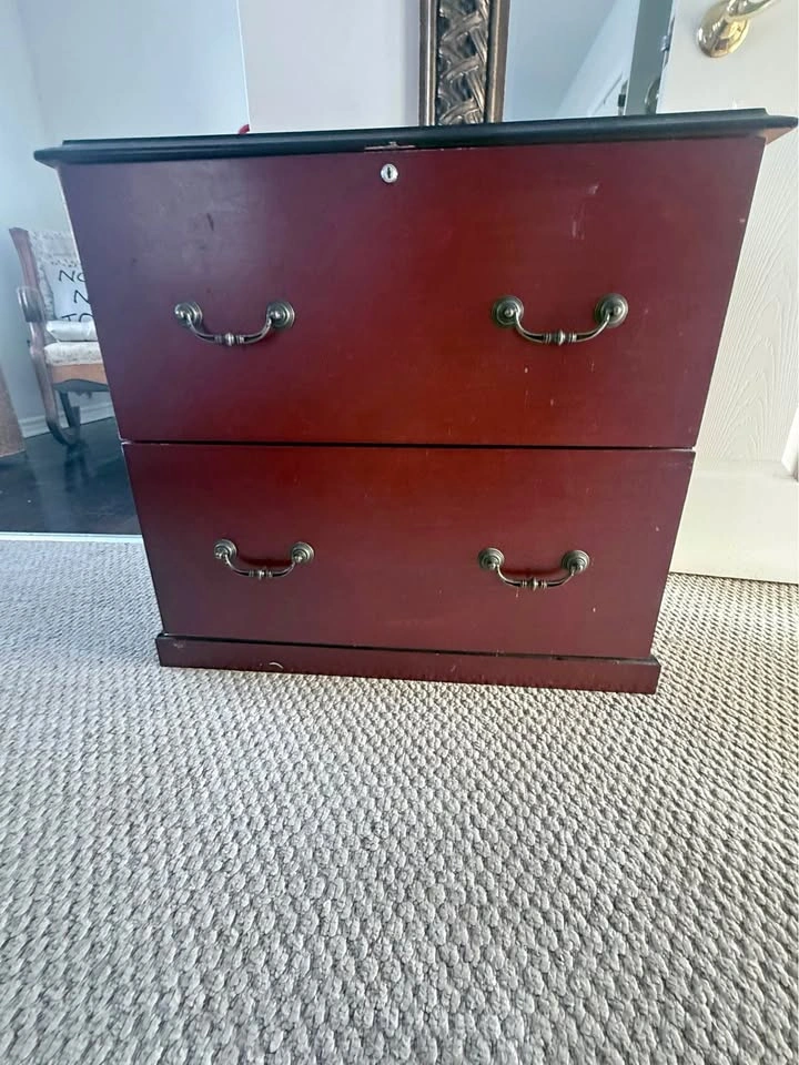 Wood Filing Cabinet $40 with Lock and Key