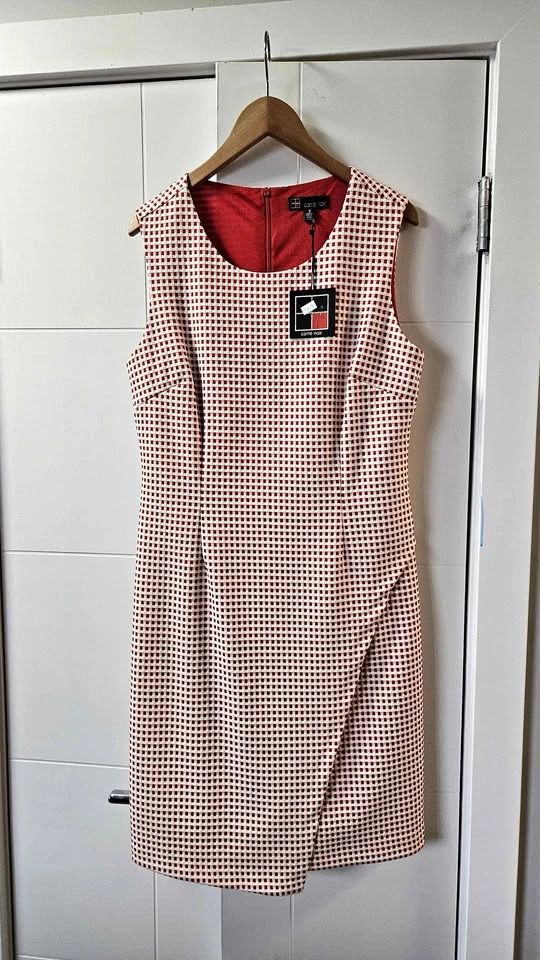 carré noir Red White Gingham Dress Size 8