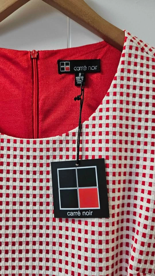 carré noir Red White Gingham Dress Size 8 - photo 2