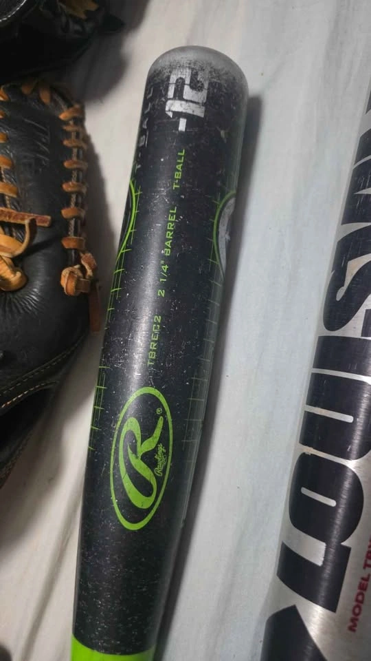 Baseball Equipment: 2 Bats, 3 Gloves, Bag - photo 3