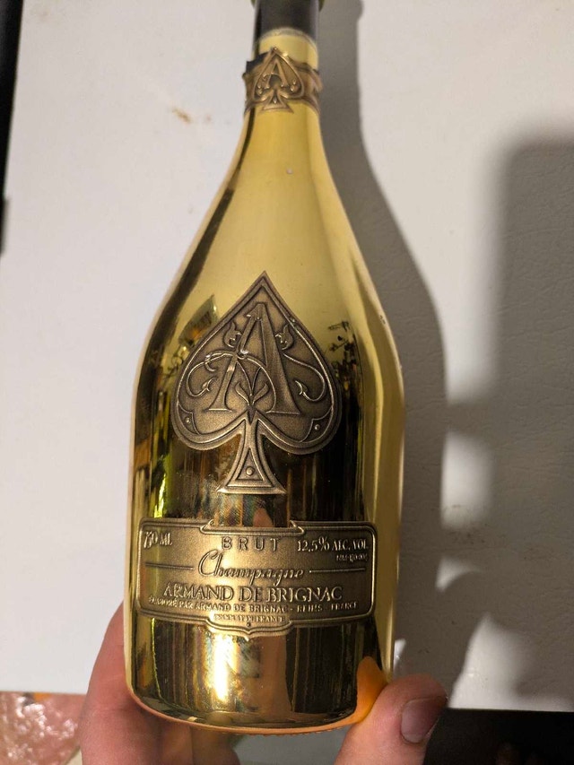 Empty Armand de Brignac Champagne Bottle with Case