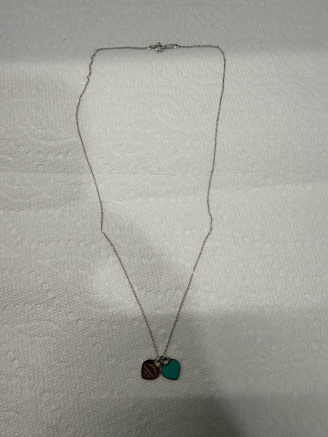 Tiffany Blue Double Heart Tag Pendant - photo 2