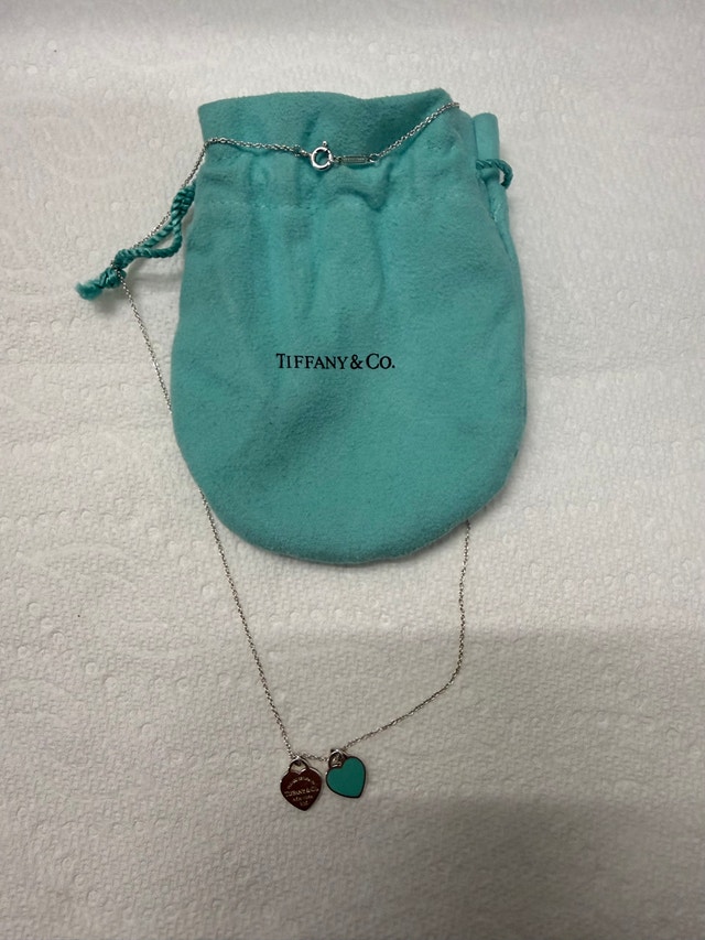 Tiffany Blue Double Heart Tag Pendant - photo 4