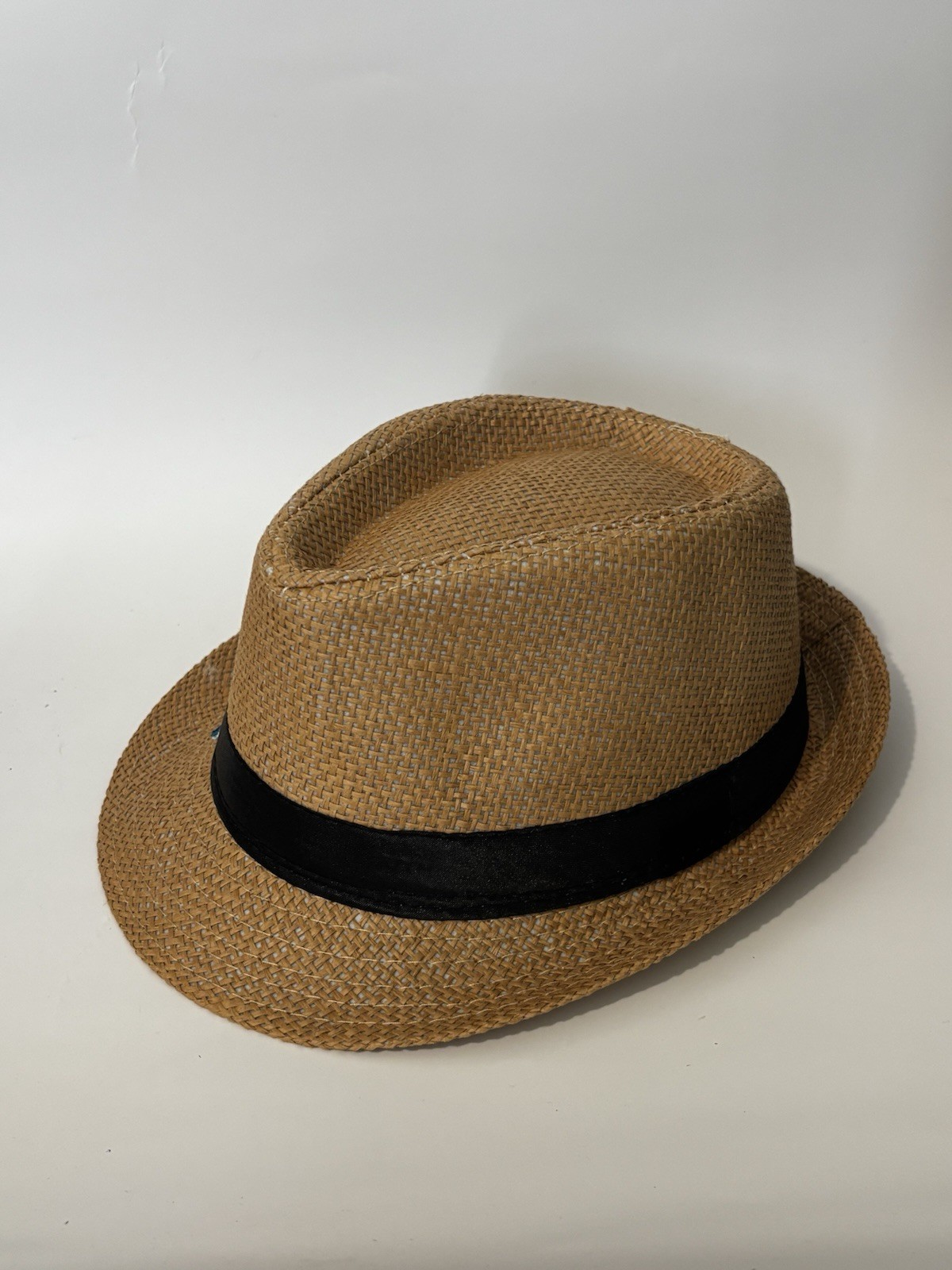 Boys Hand-Painted Brown Fedora Hat w/ Blue Feather Accent - Size - photo 3