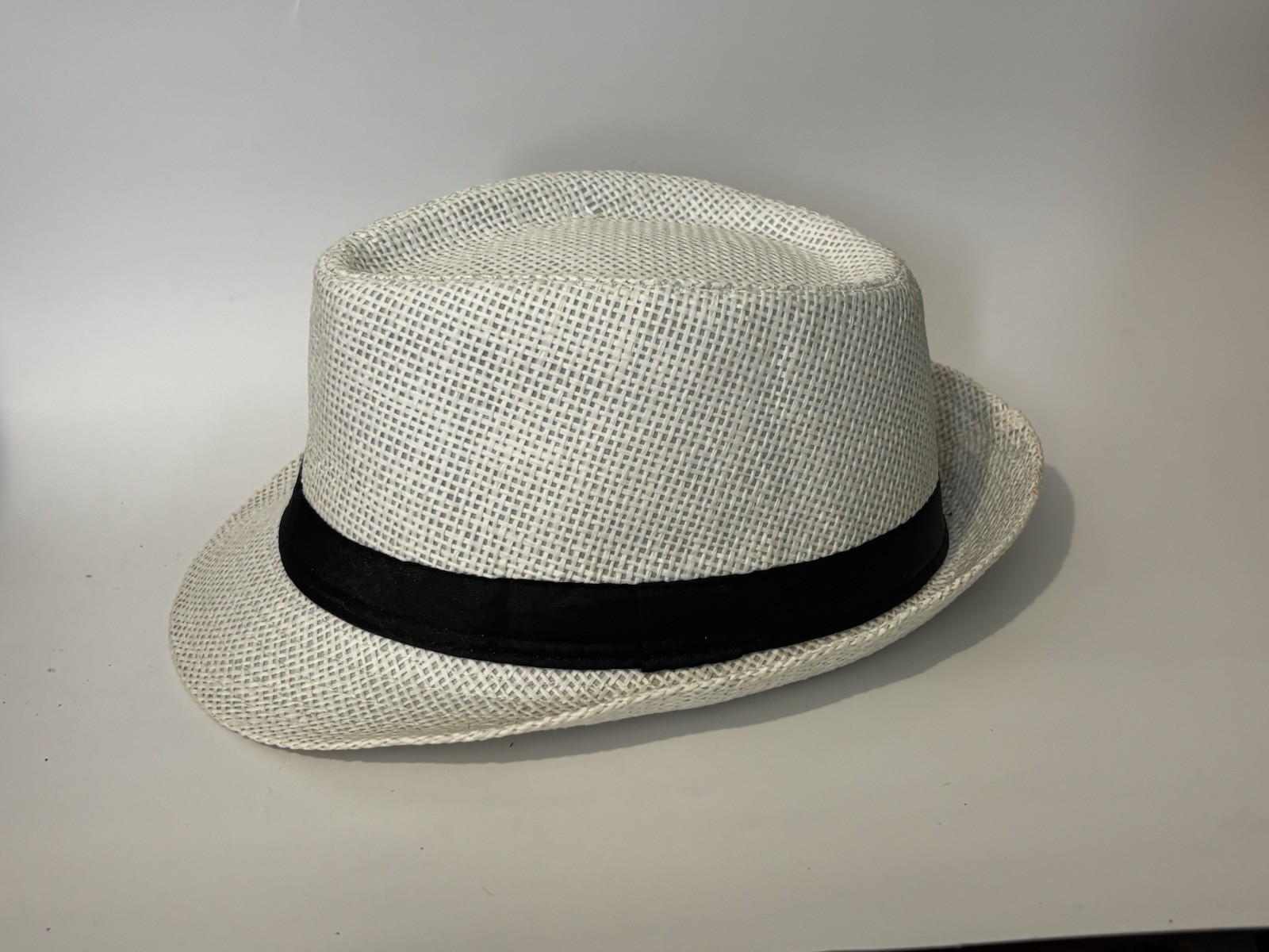 HAND PAINTED White Fedora Hat with Black Band and Floral Design - photo 3